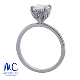 Anillo de compromiso de diamante de laboratorio 1.08 ct · corte oval · color E · claridad VS1 · oro blanco 14k