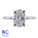 Anillo de compromiso de diamante de laboratorio 1.08 ct · corte oval · color E · claridad VS1 · oro blanco 14k