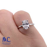 Anillo de compromiso de diamante de laboratorio 1.08 ct · corte oval · color E · claridad VS1 · oro blanco 14k