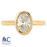ANILLO DE COMPROMISO DIAMANTE DE LABORATORIO - Oval Biselado con Halo