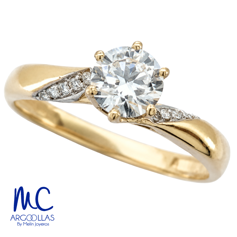 Anillo de compromiso de diamante de laboratorio 0.58 ct · corte redondo brillante · color D · claridad VS1 · oro amarillo 14