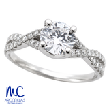 Anillo de compromiso de 0.60 ct · corte redondo brillante · color F · claridad VS1 · oro blanco 14k