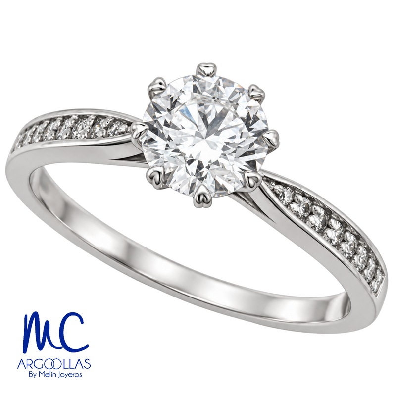 Anillo de compromiso de 1.01 ct · corte redondo brillante · color D · claridad VS1 · oro blanco 14k
