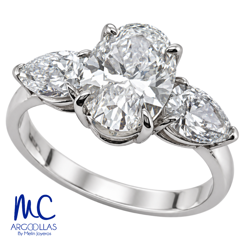Anillo de compromiso de 1.52 ct · corte oval brillante · color E · claridad VVS1 · oro blanco 14k