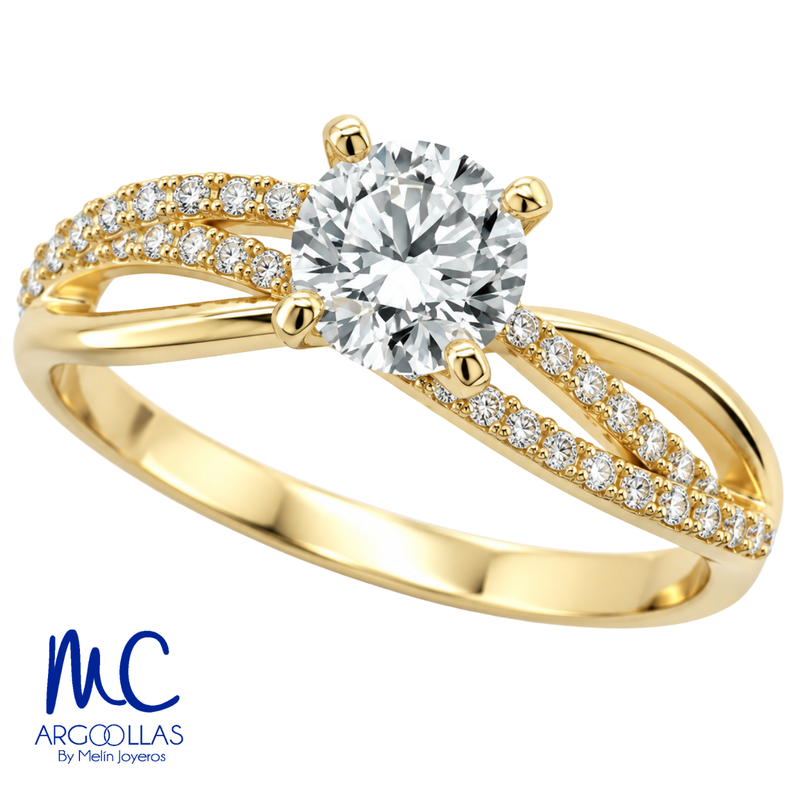 Anillo de compromiso de diamante de laboratorio 0.72 ct · corte redondo brillante · color E · claridad VS2 · oro amarillo 14k