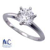 Anillo de compromiso de diamante de laboratorio 0.95 ct · corte redondo brillante · color D · claridad VS2 · oro blanco 14k