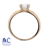 Anillo de compromiso de diamante de laboratorio 1.01 ct · corte redondo brillante · color E · claridad VVS2 · oro amarillo 14k
