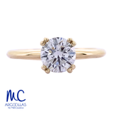 Anillo de compromiso de diamante de laboratorio 1.01 ct · corte redondo brillante · color E · claridad VVS2 · oro amarillo 14k