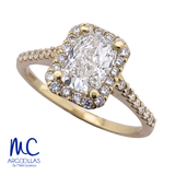 Anillo de compromiso de diamante de laboratorio 1.03 ct · corte redondo · color E · claridad VVS2 · oro amarillo 14k