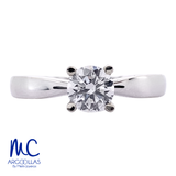 Anillo de compromiso de diamante de laboratorio 0.55 ct · corte redondo brillante · color D · claridad VVS1 · oro blanco 14k