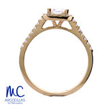 Anillo de compromiso de diamante de laboratorio 1.03 ct · corte redondo · color E · claridad VVS2 · oro amarillo 14k