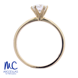 Anillo de compromiso de diamante de laboratorio 1.04 ct · corte redondo · color D · claridad VVS1 · oro amarillo 14k