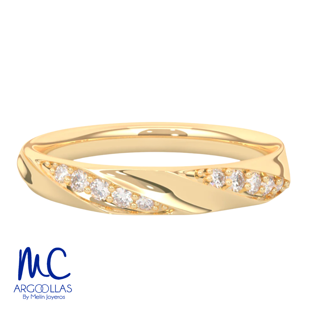 Argolla de matrimonio de oro amarillo 10k y 14k · 3 mm · estilo recto · acabado liso con zirconia