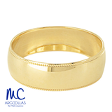 Argolla de matrimonio carretilla de oro amarillo 10k · estilo confort · acabado labrado