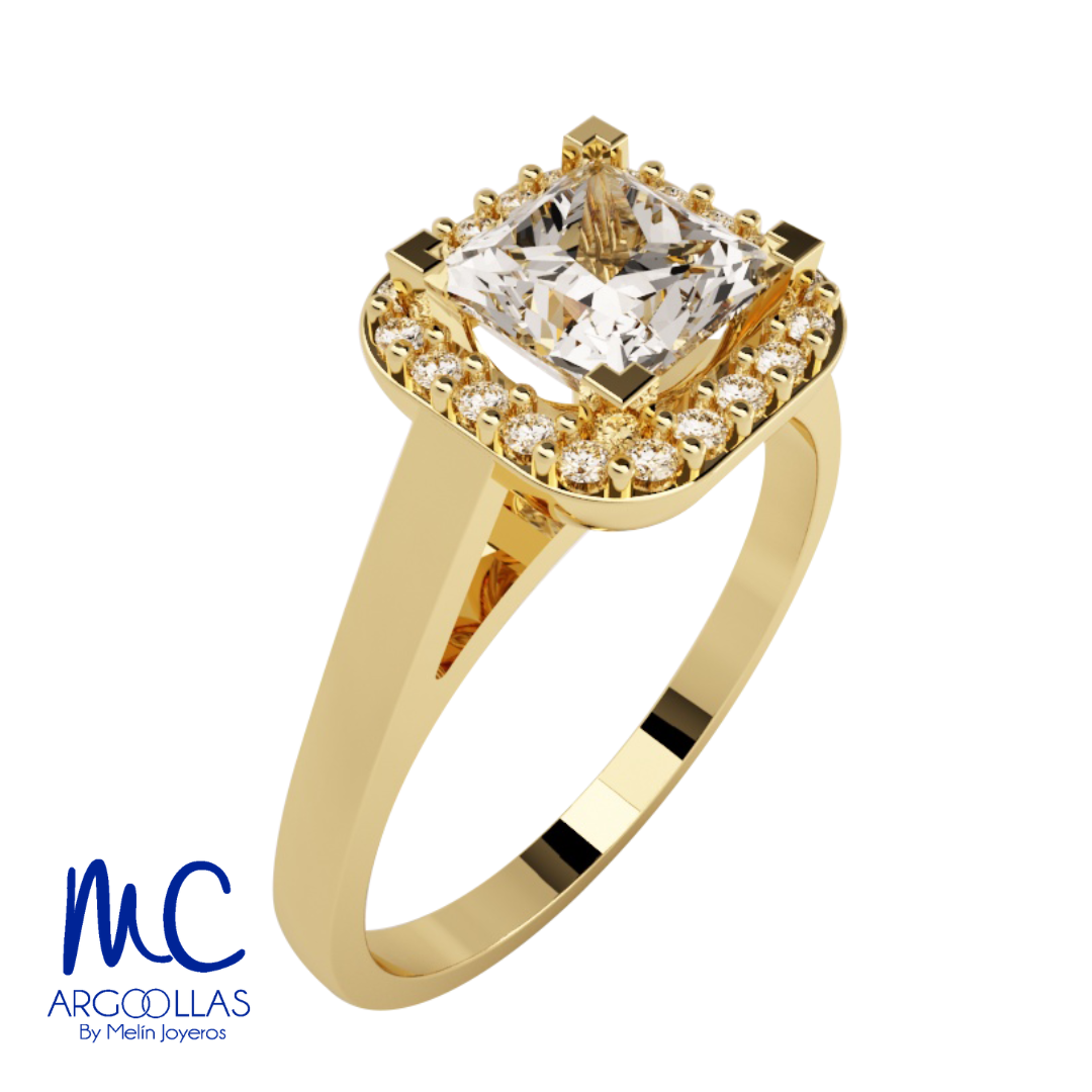Anillo de compromiso de oro amarillo 10k y 14k · modelo FHJ746