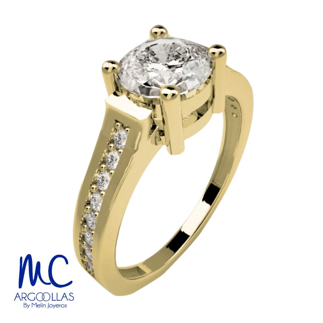 Anillo de compromiso de oro amarillo 10k y 14k · modelo HJ329