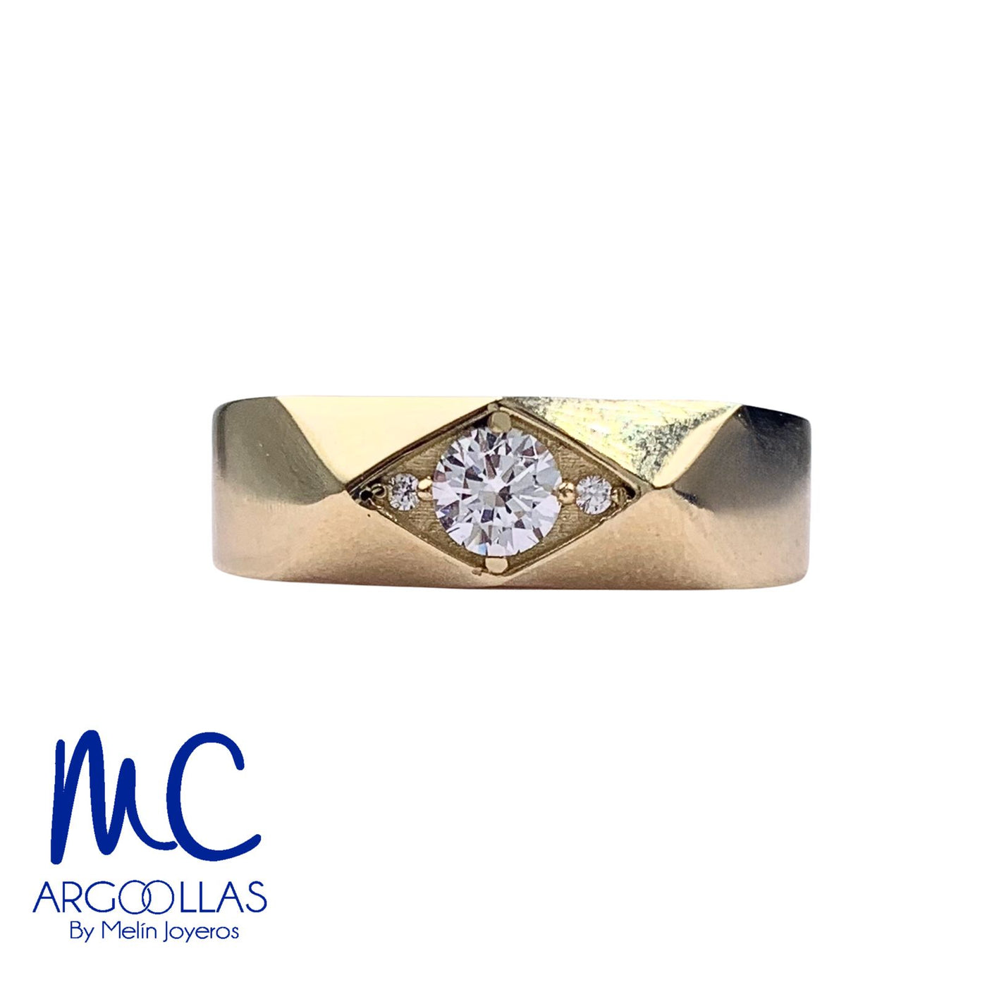 Argolla de matrimonio de oro amarillo 10k y 14k · 6 mm · estilo recto · acabado lustre con piedras