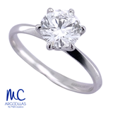 Anillo de compromiso de diamante de laboratorio 1.02 ct · corte redondo brillante · color E · claridad IF · oro blanco 14k