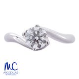 Anillo de compromiso de diamante de laboratorio 0.55 ct · corte redondo brillante · color E · claridad VVS2 · oro blanco 14k