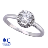 Anillo de compromiso de diamante de laboratorio 0.51 ct · corte redondo brillante · color D · claridad VVS2 · oro blanco 14k
