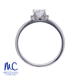 Anillo de compromiso de diamante de laboratorio 0.51 ct · corte redondo brillante · color D · claridad VVS2 · oro blanco 14k