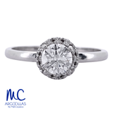 Anillo de compromiso de diamante de laboratorio 0.51 ct · corte redondo brillante · color D · claridad VVS2 · oro blanco 14k