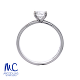 Anillo de compromiso de diamante de laboratorio 1.00 ct · corte redondo brillante · color E · claridad VVS2 · oro blanco 14k