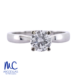 Anillo de compromiso de diamante de laboratorio 1.00 ct · corte redondo brillante · color E · claridad VVS2 · oro blanco 14k