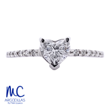 Anillo de compromiso de diamante de laboratorio 0.50 ct · corte corazón · color D · claridad VVS2 · oro blanco 14k