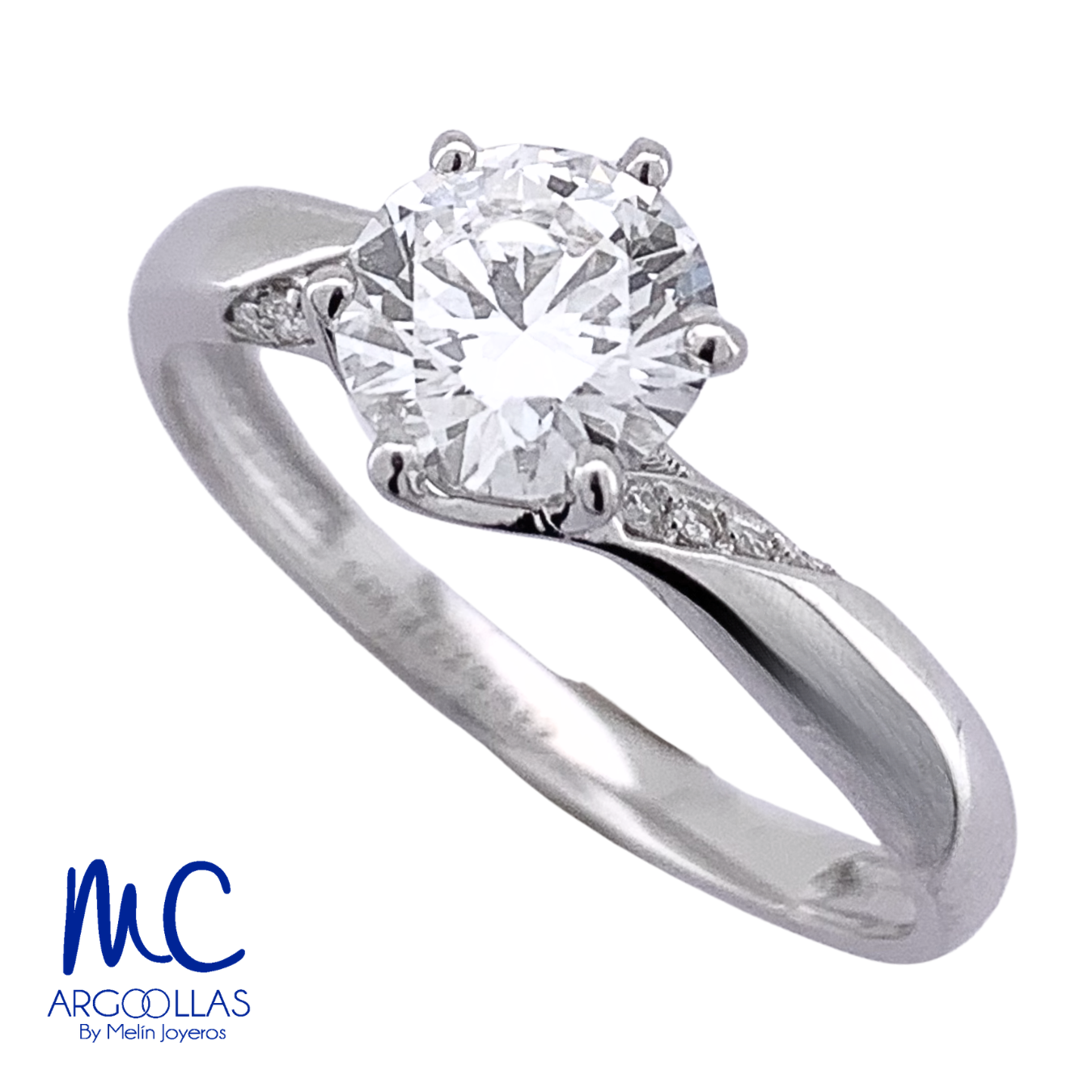 Anillo de compromiso de diamante de laboratorio 1.05 ct · corte redondo brillante · color D · claridad VVS2 · oro blanco 14k