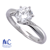 Anillo de compromiso de diamante de laboratorio 1.05 ct · corte redondo brillante · color D · claridad VVS2 · oro blanco 14k