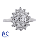 Anillo de compromiso de diamante de laboratorio 1.01 ct · corte oval brilliant · color D · claridad VVS2 · oro blanco 14k