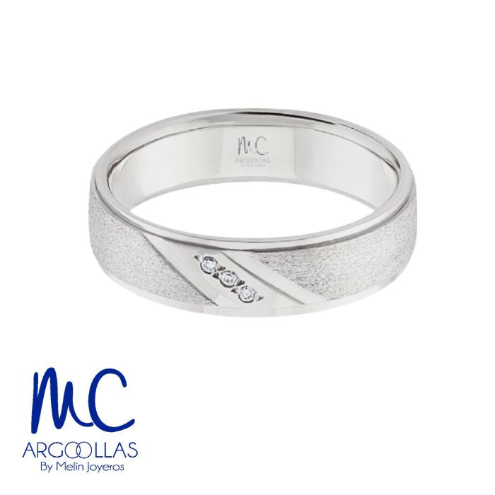 Argolla de matrimonio de oro amarillo 10k y 14k · 6 mm · estilo recto · acabado labrado con piedras · modelo AGJ317N