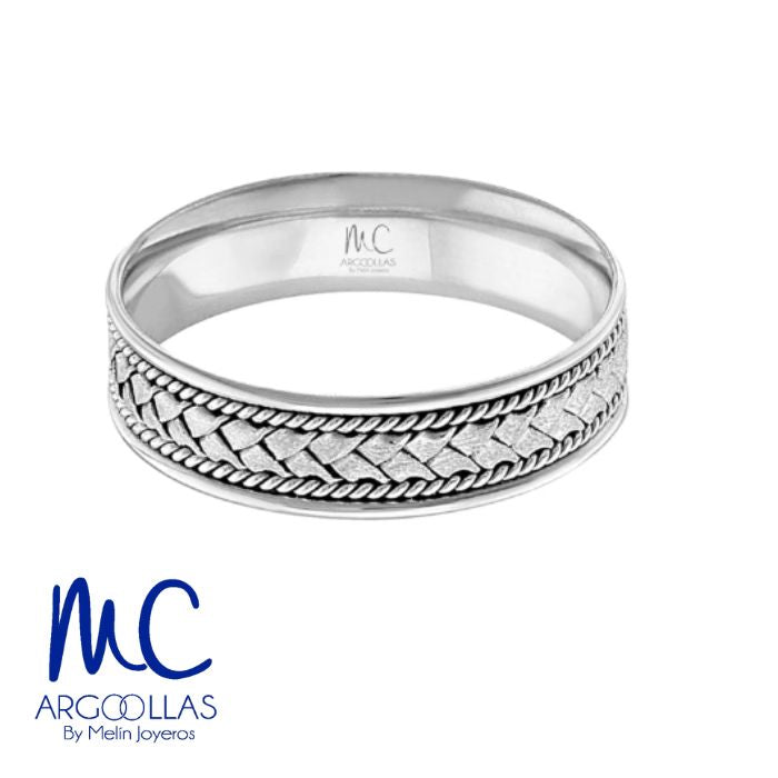 Argolla de matrimonio de oro amarillo 10k y 14k · 6 mm · estilo recto · acabado labrado · modelo AGJ331N