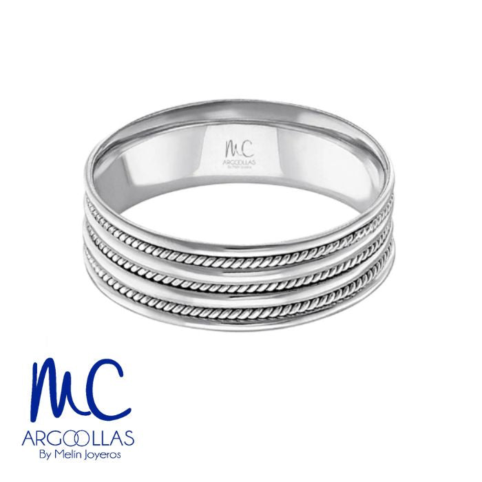 Argolla de matrimonio de oro amarillo 10k y 14k · 7 mm · estilo recto · acabado labrado · modelo AGJ343N