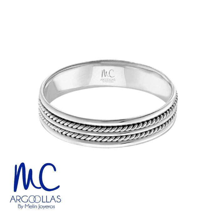 Argolla de matrimonio de oro amarillo 10k y 14k · 4 mm · estilo recto · acabado labrado · modelo AGJ359N