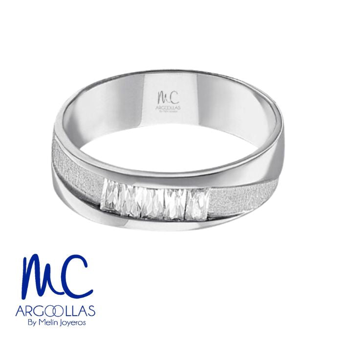 Argolla de matrimonio de oro amarillo 10k y 14k · 6 mm · estilo recto · acabado labrado con piedras · modelo AGJ378N