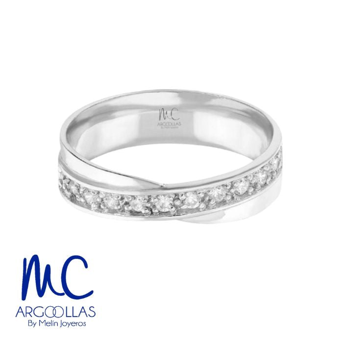 Argolla de matrimonio de oro amarillo 10k y 14k · 4 mm · estilo recto · acabado lustre con piedras · modelo AGJ424N