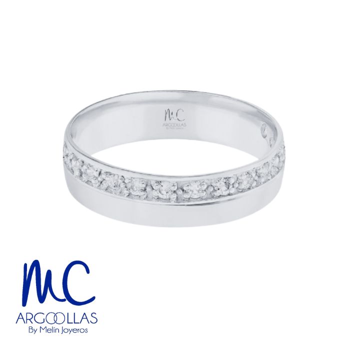 Argolla de matrimonio de oro amarillo 10k y 14k · 4 mm · estilo recto · acabado lustre con piedra · modelo AGJ426N