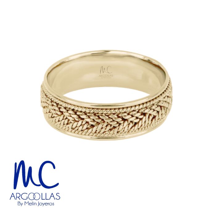 Argolla de matrimonio de oro amarillo 10k y 14k · 6 mm · estilo recto · acabado labrado · modelo AGJ457N