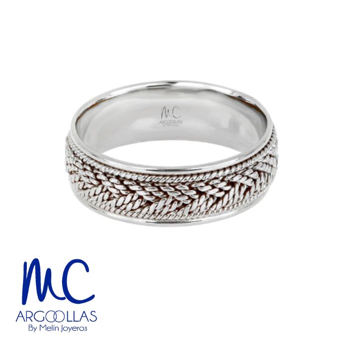 Argolla de matrimonio de oro amarillo 10k y 14k · 6 mm · estilo recto · acabado labrado · modelo AGJ458N