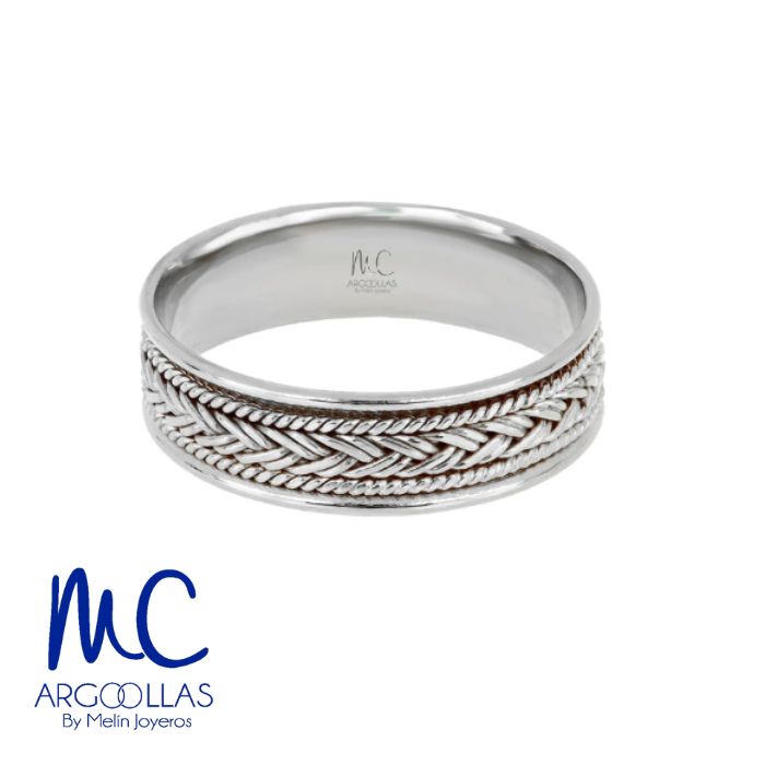 Argolla de matrimonio de oro amarillo 10k y 14k · 6 mm · estilo recto · acabado labrado · modelo AGJ459N
