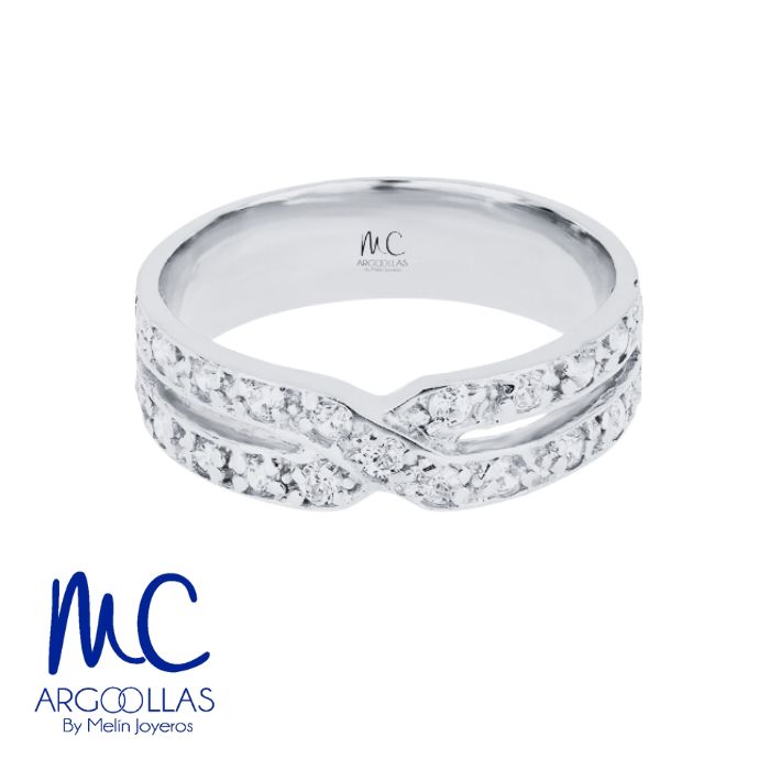 Argolla de matrimonio de oro amarillo 10k y 14k · 5 mm · estilo recto · acabado lustre con piedras · modelo AGJ464N