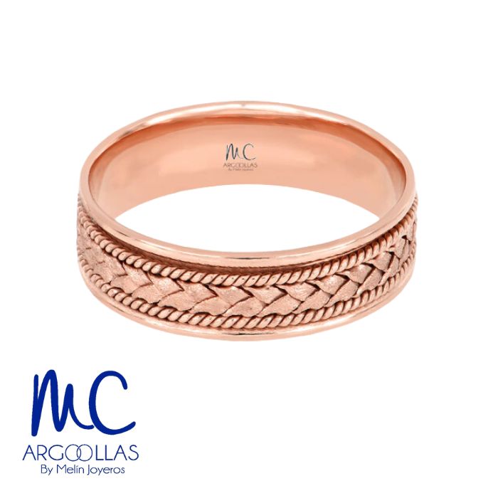 Argolla de matrimonio de oro amarillo 10k y 14k · 6 mm · estilo recto · acabado labrado · modelo AGJ478N