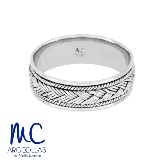Argolla de matrimonio de oro amarillo 10k y 14k · 6 mm · estilo recto · acabado labrado · modelo AGJ479N