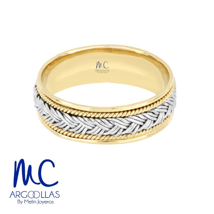 Argolla de matrimonio de oro amarillo 10k y 14k · 6 mm · estilo recto · acabado labrado · modelo AGJ480N