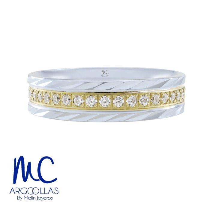 Argolla de matrimonio de oro amarillo 10k y 14k · 5 mm · estilo recto · acabado lustre con piedra · modelo FB201965